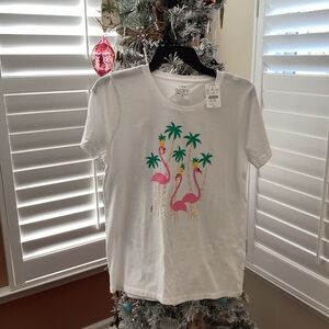 J. Crew adult Medium Flamingo Tee - White and Pink New